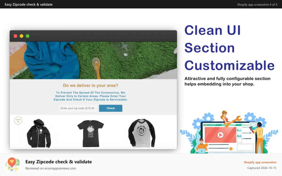 Easy Zipcode check & validate Shopify app screenshot: Also alternative of using homepage section instead of pop-up
