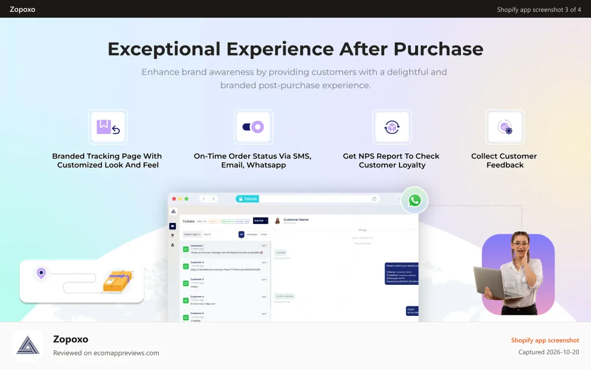Zopoxo Shopify app screenshot: After Order Purchase Services